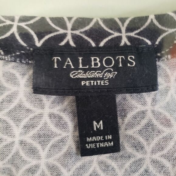 Talbots Geometric Print Shirt Petite Medium | Button-Up, Classic Fit - Picture 5 of 7